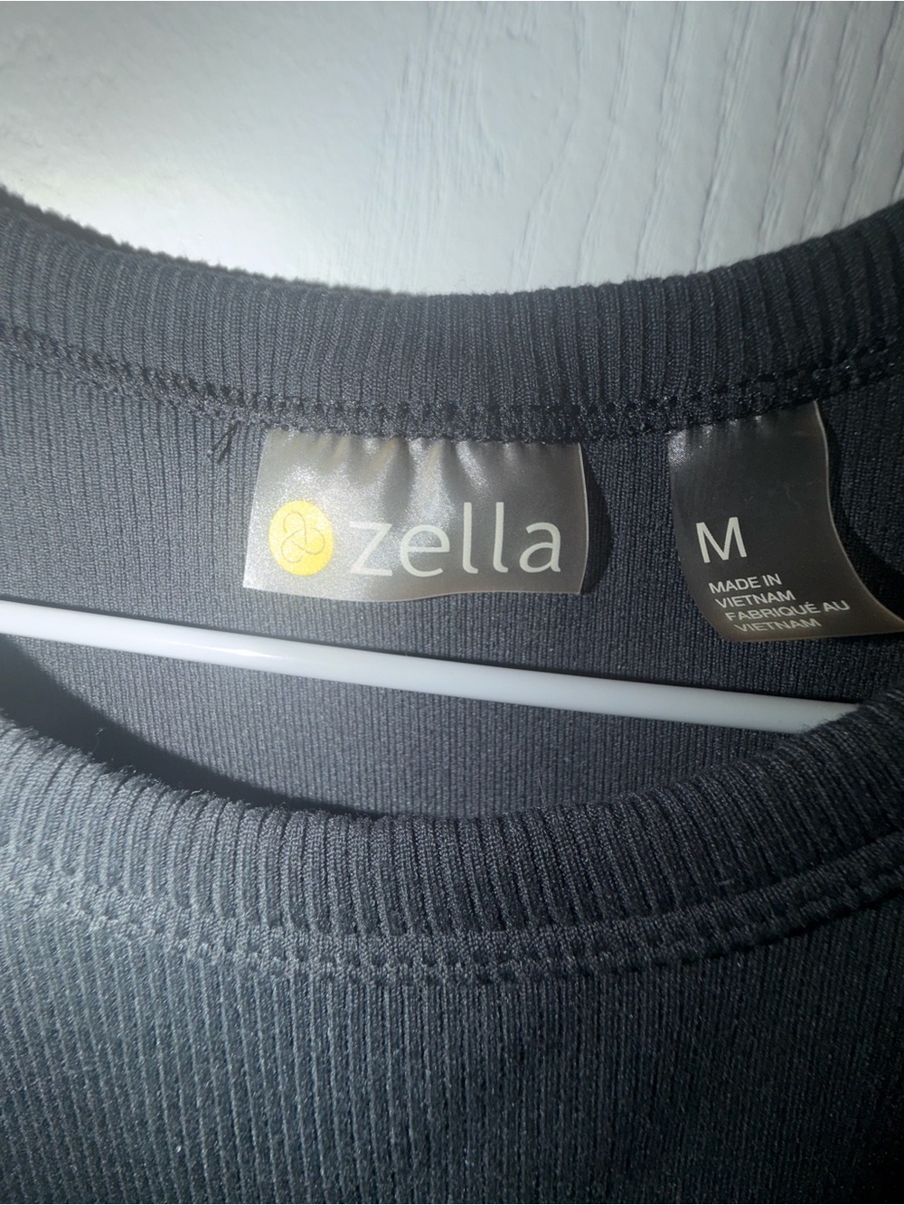 Zella Black Ribbed-Neck Sweatshirt